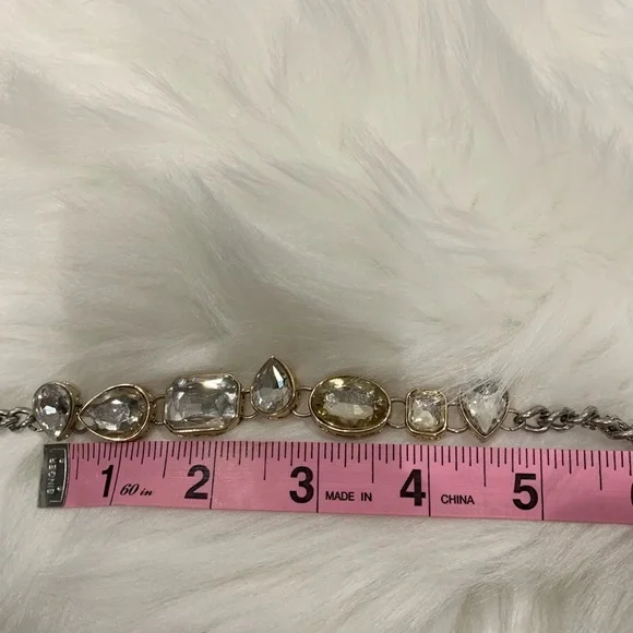 Statement Gem Necklace • 22.5” Diamond and White Gold, Adjustable Chain - Picture 4 of 6